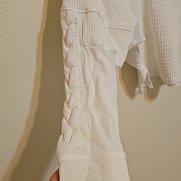 Free People Josie Waffle-Knit Top White S - Picture 2 of 10